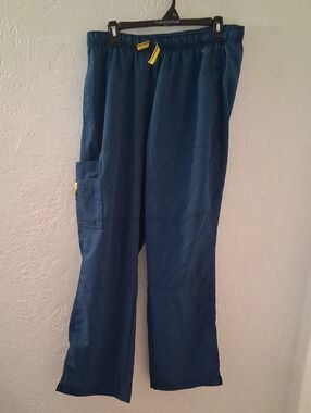 Relaxed Navy Blue Drawstring Cargo Joggers for Women wide leg